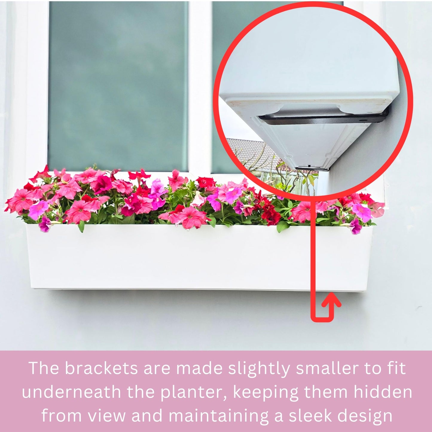 LaLaGreen Planter Boxes Outdoor (40 Inch, 1 Pack) Rectangular Self Watering System Window Flower Boxes with Bracket, Large White Planters Vertical Plant Container Hanging Wall Mount Indoor Succulents
