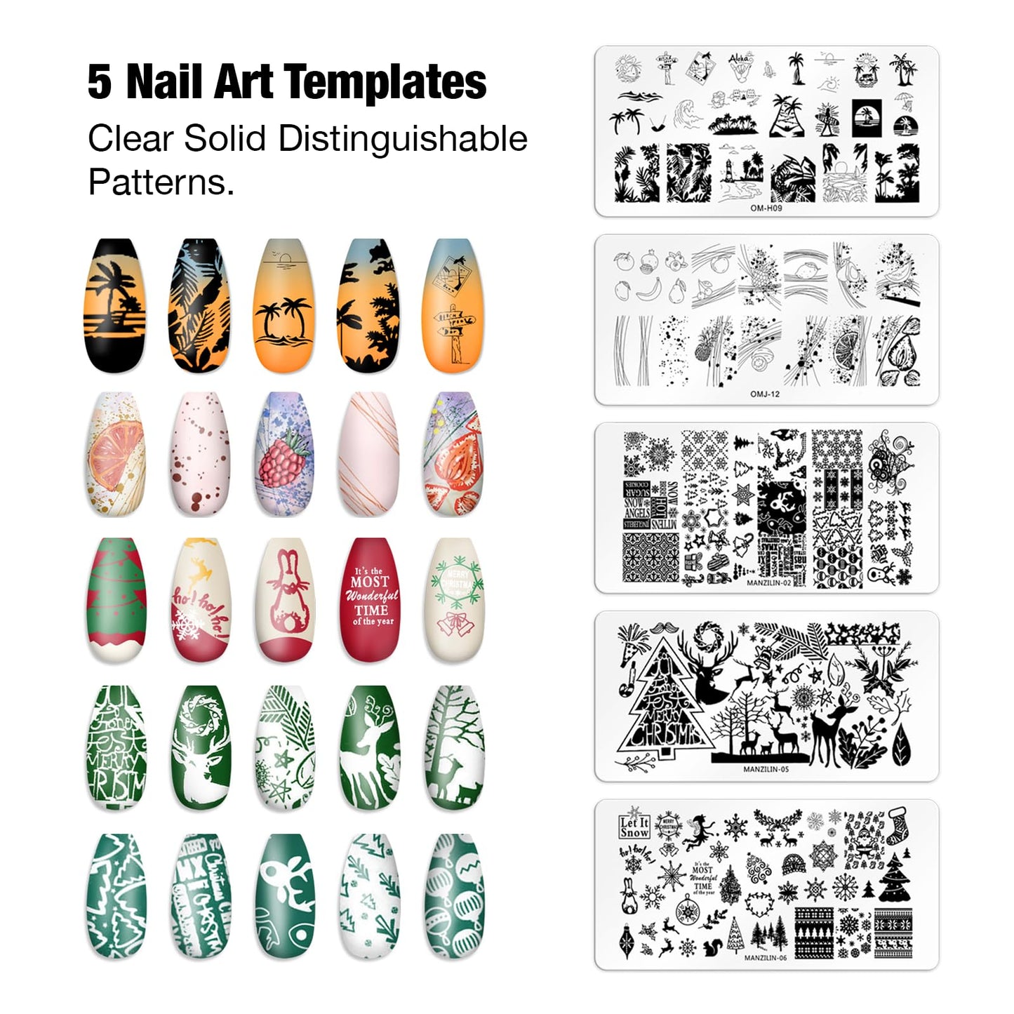 SAGEBIO 8PCS Nail Art Stamper Clear Silicone Nails Stamping Jelly with Scraper Transparent Visible Body DIY Manicure Nail Art Tool M