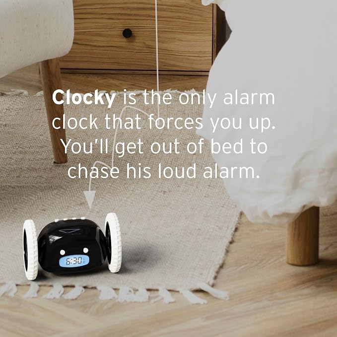 CLOCKY Alarm Clock on Wheels – Loud Rolling Alarm Clock for Heavy Sleepers