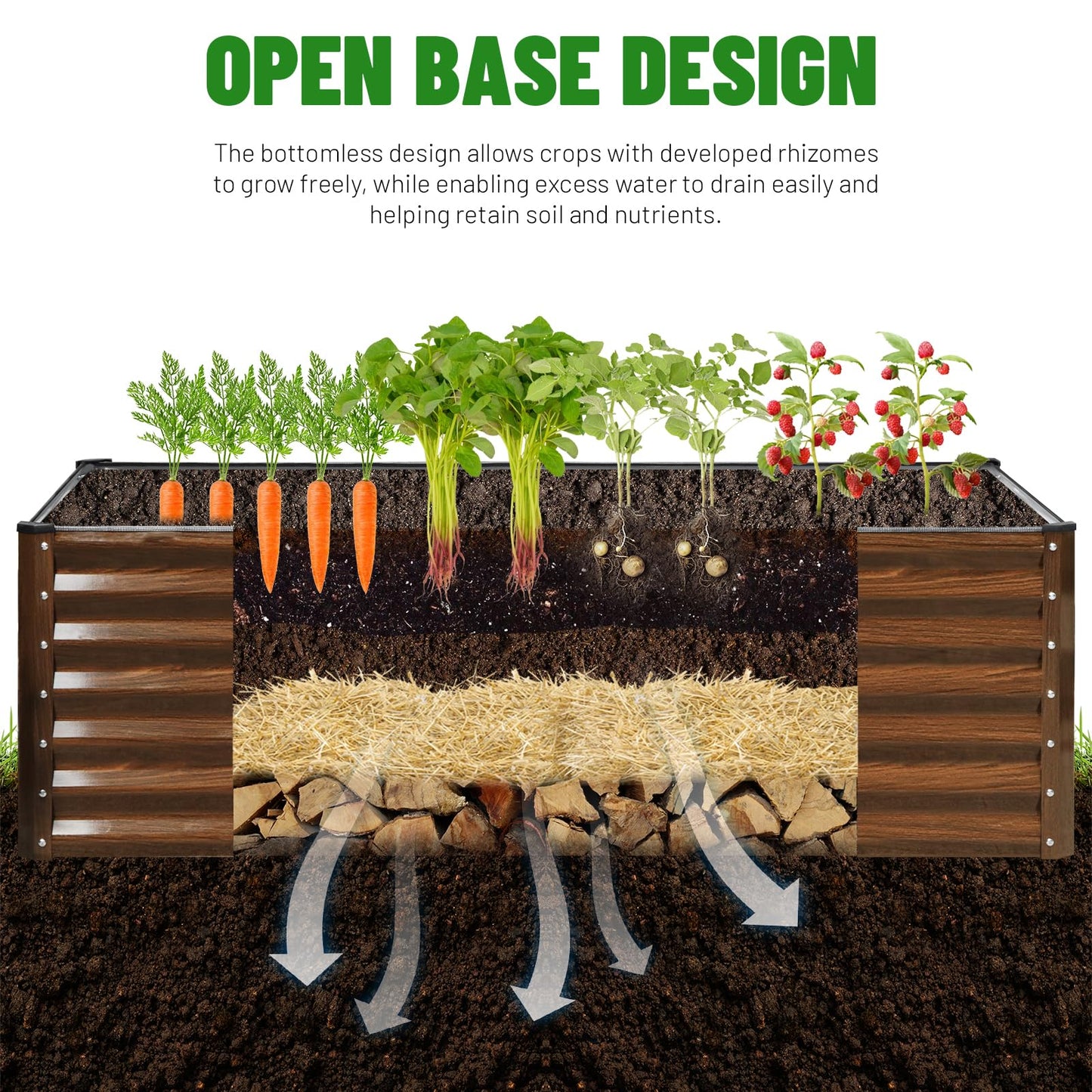 SnugNiture Galvanized Raised Garden Bed 6x3x2FT Outdoor Large Metal Planter Box Steel Kit for Planting Vegetables, Flowers