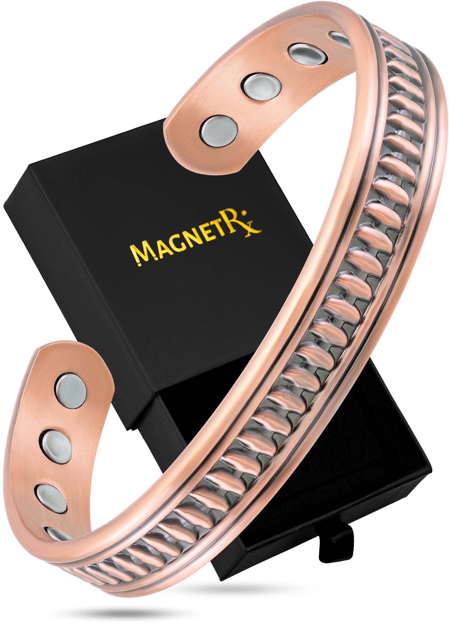MagnetRX® Magnetic Copper Bracelets for Men – Effective 99.9% Pure Copper Bracelet for Men – Adjustable Copper Magnetic Bracelets (Native)