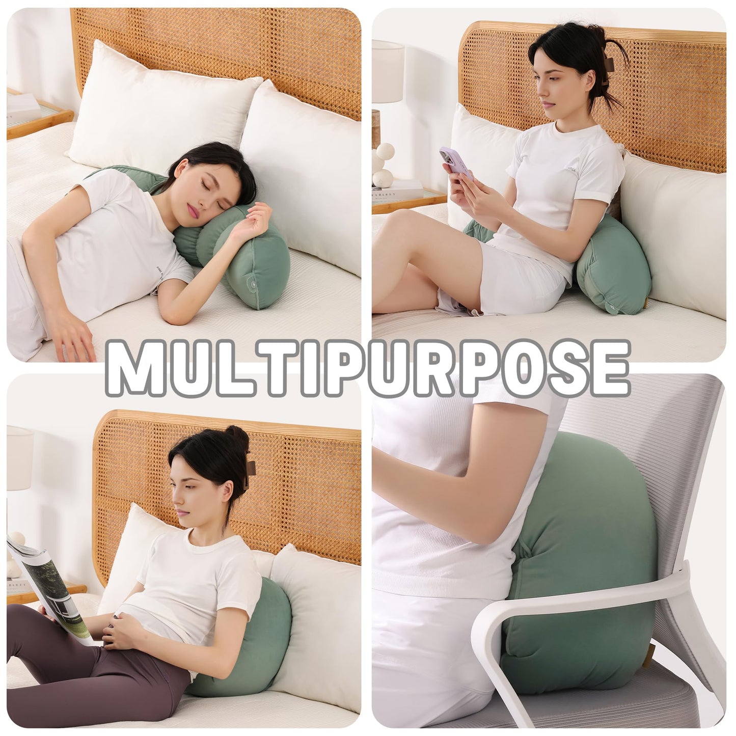 Ailuteie Peallow(Pat. Pend) – Long Round Body Pillow for Adults, Bolster Pillow for Sleeping, Soft and Supportive Pillow for Sleeping & Lumbar Support