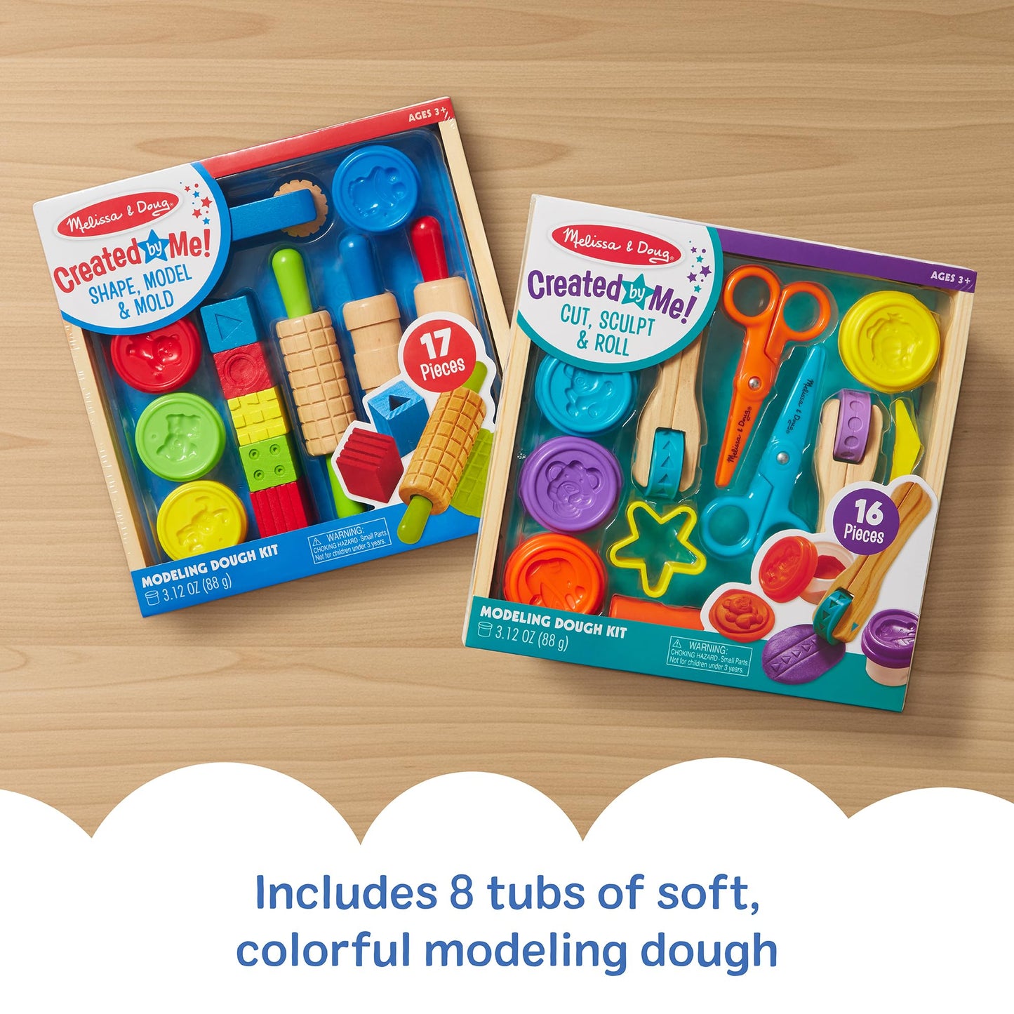 Melissa & Doug Modeling Dough & Sculpting Tools, 8 Tubs of Playdough Modeling Clay with Cutters, Rollers & Molds, Arts & Crafts Kit & Accessories, Preschool Learning Toys for Kids Ages 3+