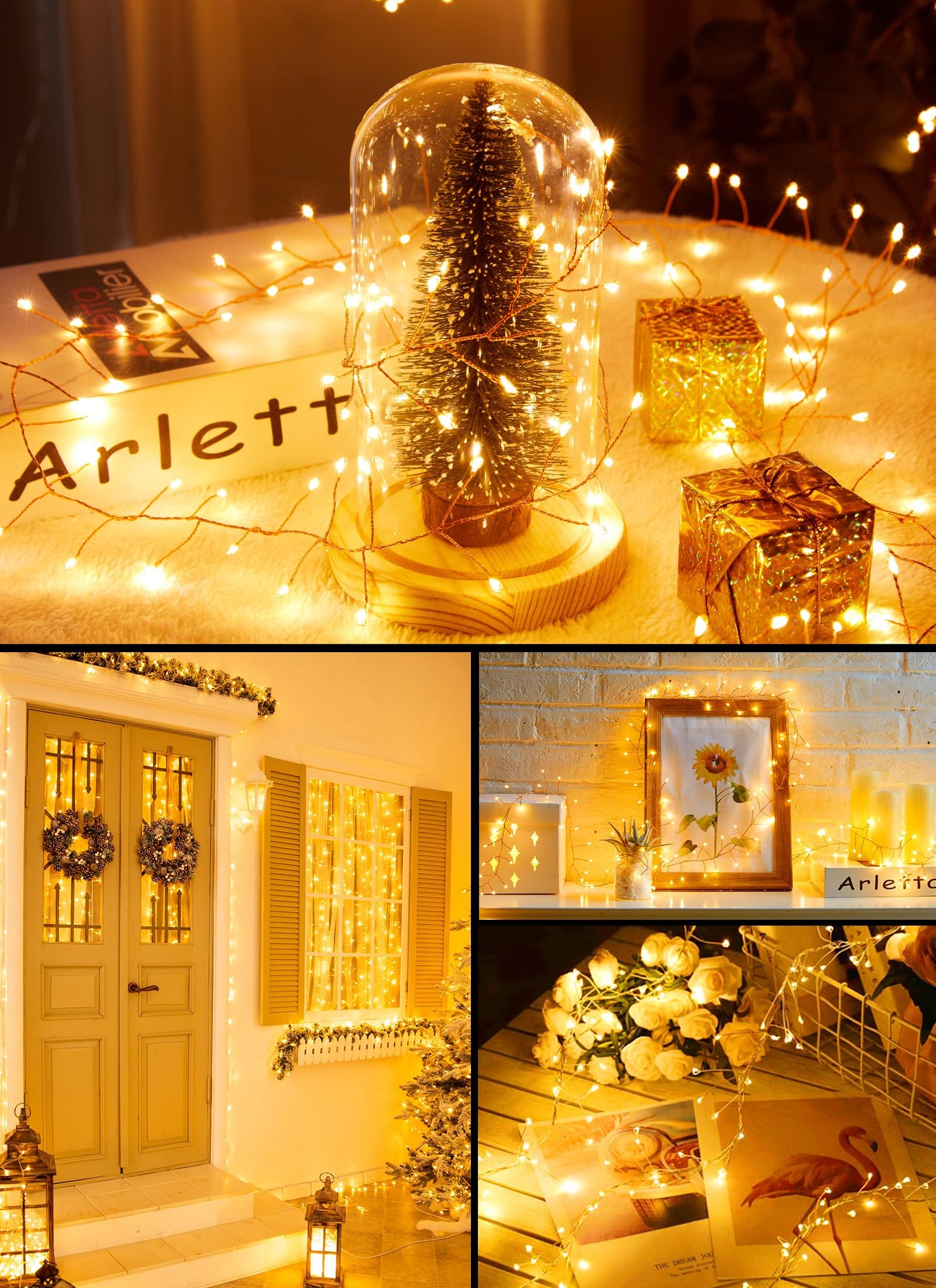 USB Operated Fairy Christmas Lights, 10FT 120LEDs Twinkle Cluster Light with 8 Modes & Remote, Silver Wire Firecracker String Lights for Garland, Room, Bedroom, DIY, Wedding Christmas Tree Decoration