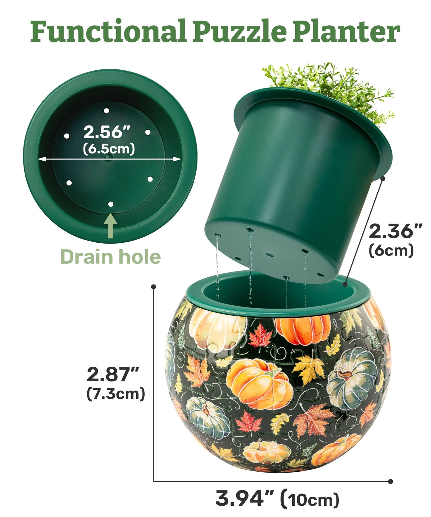 PieceRelax 3D Puzzle Planter - Retro Tiles - Danish Folklore Style, for Mom, Home Decor Flower Pots for Indoor Cactus, Succulents Pots [K1104]