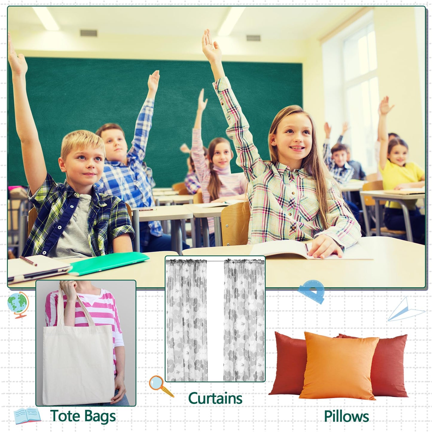 Mindsoft Bulletin Board Paper 48'' x 107'' Class Boards for Classroom Bulletin Boards Everyone is Welcome Classroom Board Decor Pillows Curtains Crafts(Green Blackboard,1 Pc)