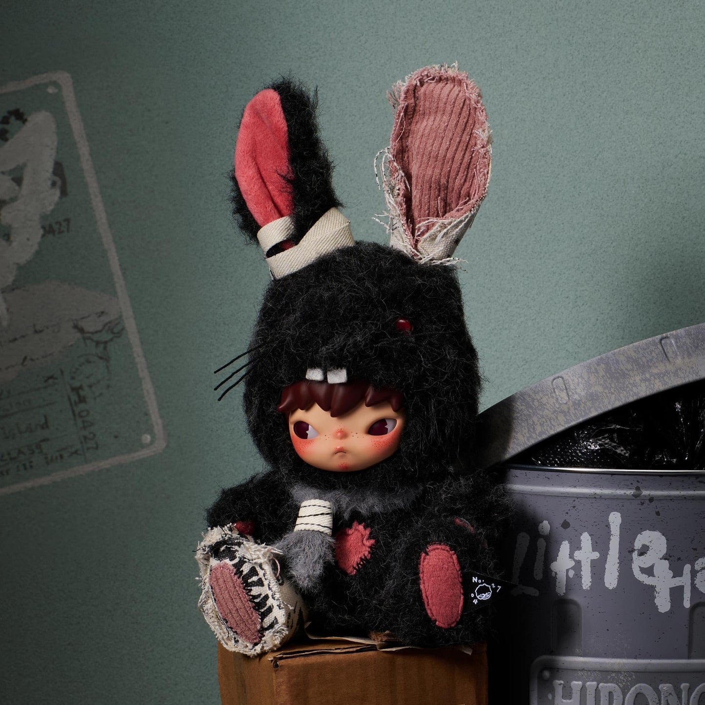 POP MART Hirono Little Hare Plush Doll Pendant, Hirono with Bunny Costume, Stuffed Animals, Stuffed Toy, Holiday Birthday Gift for Kids Adults