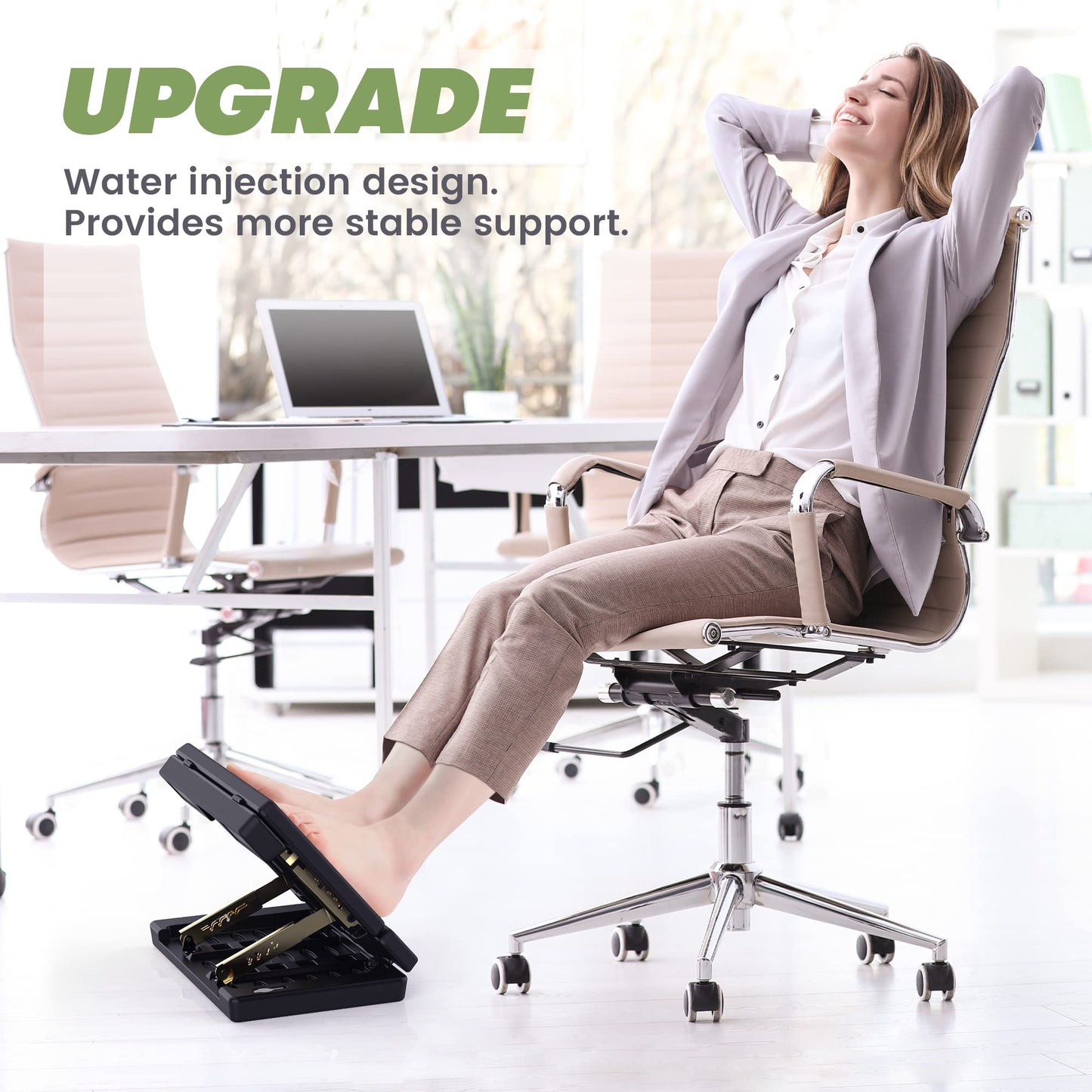 Vhelyom Foot Rest for Under Desk at Work,Height Adjustable footrest,with Massage Roller and Soft Pad,Foldable,Ergonomic,for Car,Office,Computer,Gaming,Adjustable Metal Frame,All-Season Use(Grey)