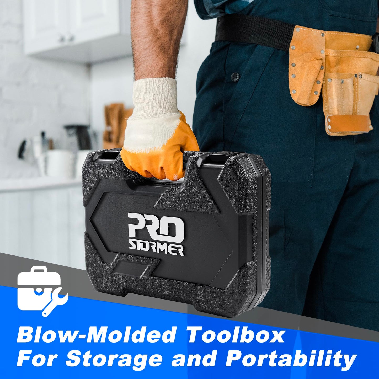 Prostormer 93-Piece Tool Kit, Basic Household Repair Tool Set with Toolbox Storage Case, Small Starter Tool Box Kit for Homeowners and College Students (Blue)