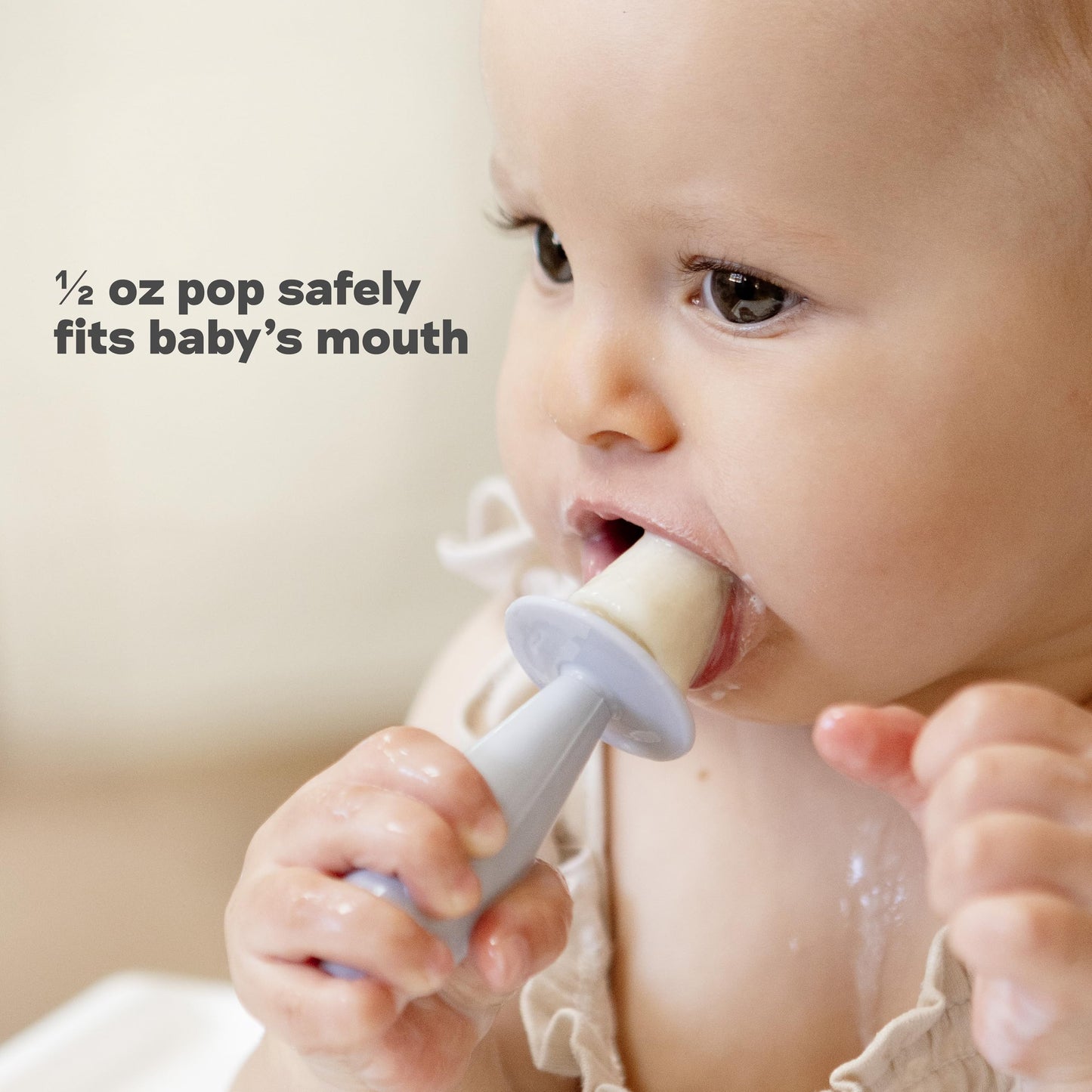 ezpz Tiny Pops (Pewter) - 4 Months+ - Popsicle Mold Set with Two Wands for Infants - Baby-Led Weaning + Teething Essentials