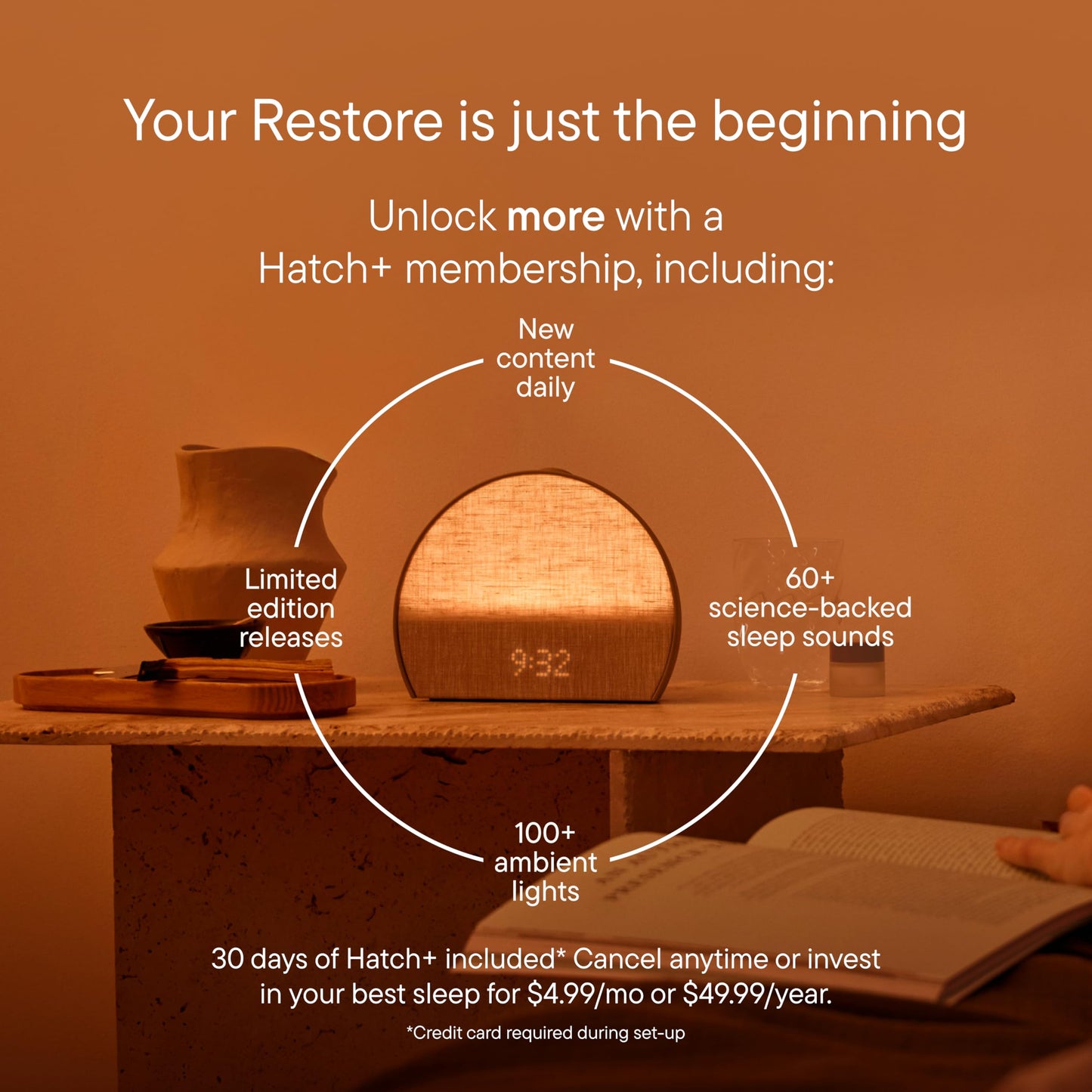 Hatch Restore 3 Sunrise Alarm Clock, Sound Machine, Smart Light (Putty) - White Noise, Screen-Free Sleep Routine