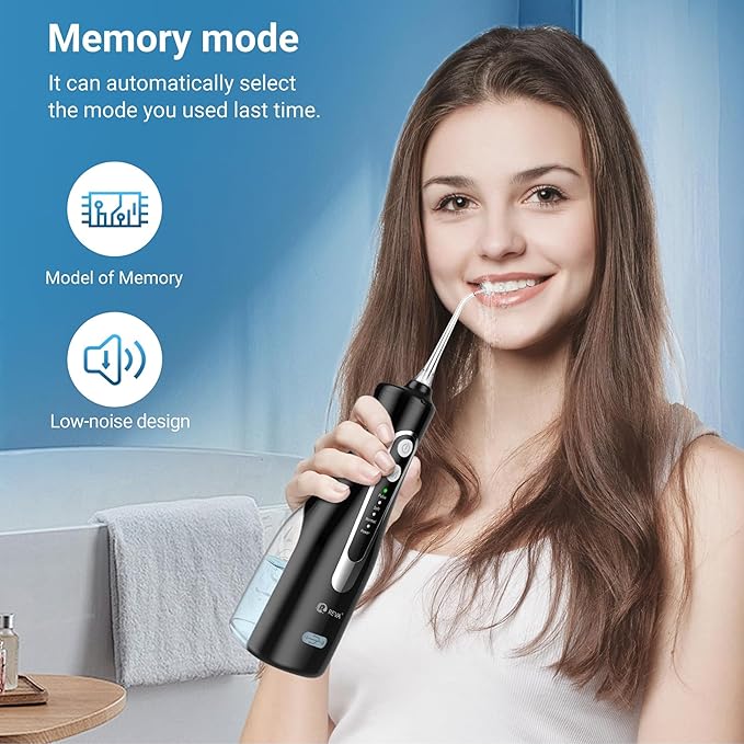 Cordless Oral Irrigator Water Flosser for Teeth, Gums & Braces - 4 Modes, 300ML Tank, 360° Rotatable Nozzle, IPX7 Waterproof, USB Rechargeable 2000mAh Battery for Home & Travel (M149 Pro - Black)