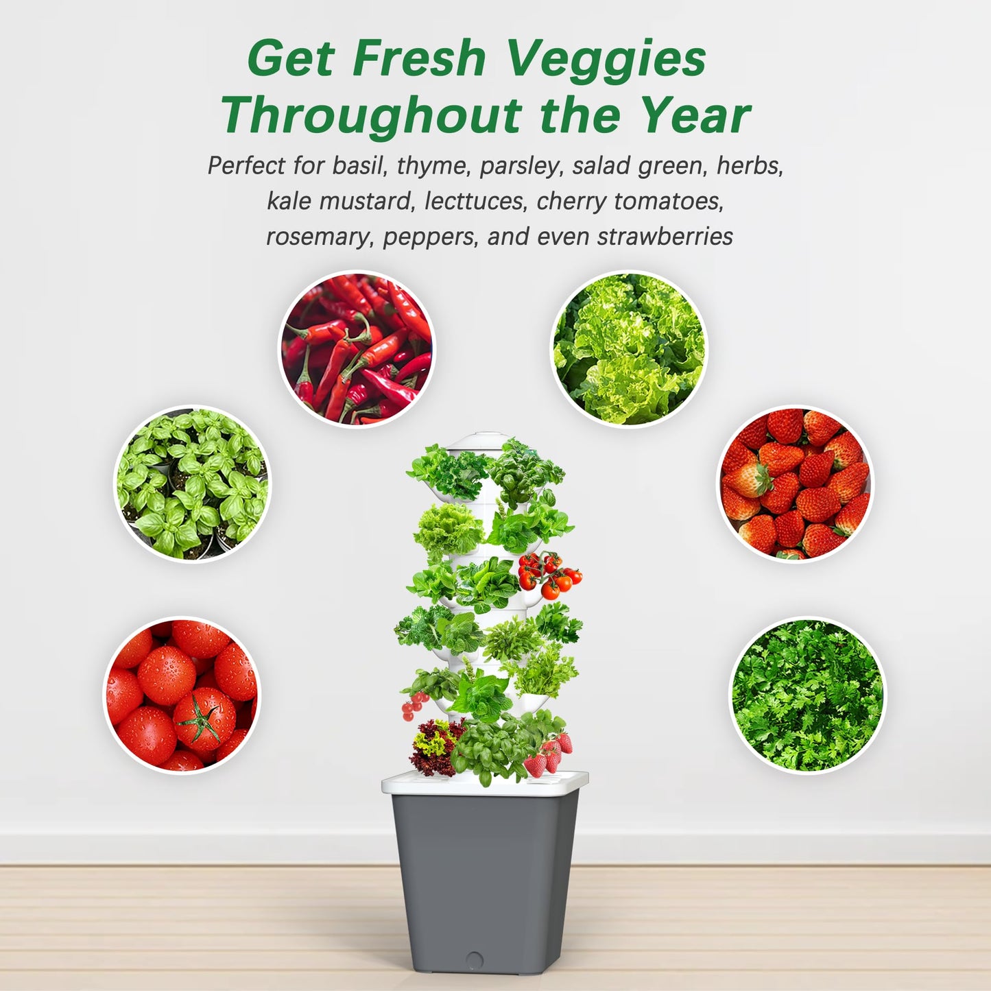 LYCereal Hydroponics Growing System, 30-Plant Indoor Hydroponic Tower with Timer and Pump System, Plants Germination Kit, Vertical Hydroponic System for Gardening Lover (No Seed)