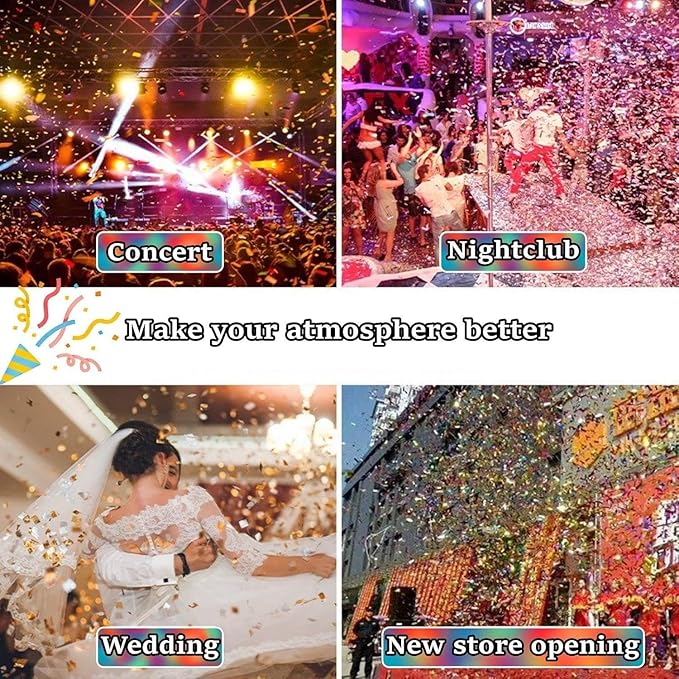 25PCS Confetti Cannon Wedding, Air Powered Party Popper Perfect, Party Streamers 80cm Electric Confetti Cannons - Compatible with Confetti Machine, for Graduation, New Years Gold