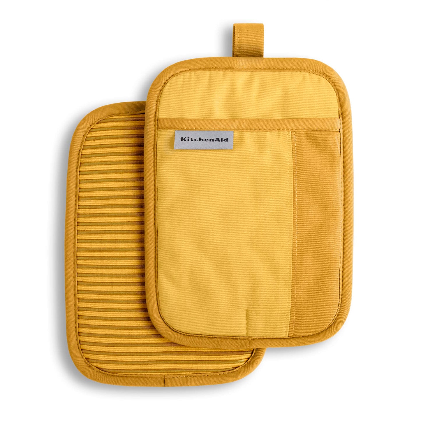 KitchenAid Beacon Two-Tone Non-Slip Pot Holder Set, Majestic Yellow, 7"x10", 2 Piece