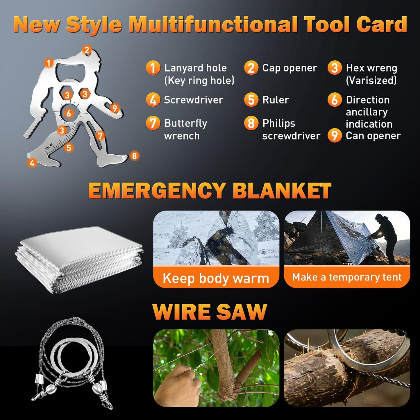 Survival Gear Kit for Men: 27-in-1 Complete Tools & Camping Accessories for Hiking, Fishing, Emergency | The for Husband, Dad, Boyfriend