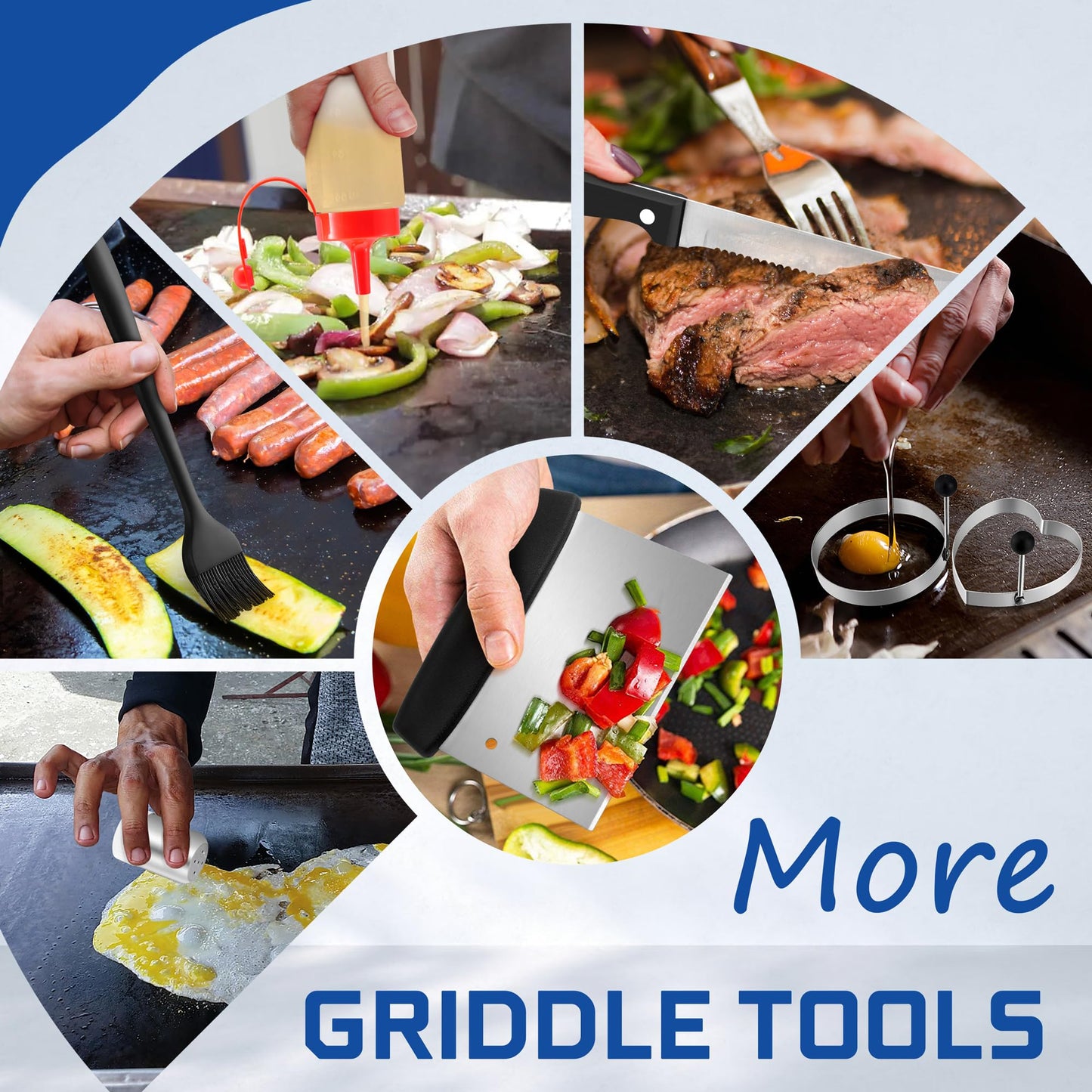 26 PCS Griddle Accessories Kit, HaSteeL Stainless Steel Flat Top Grilling Tools Set with Enlarged Spatulas, Scraper Chopper, Melting Dome for Outdoor Teppanyaki Barbecue