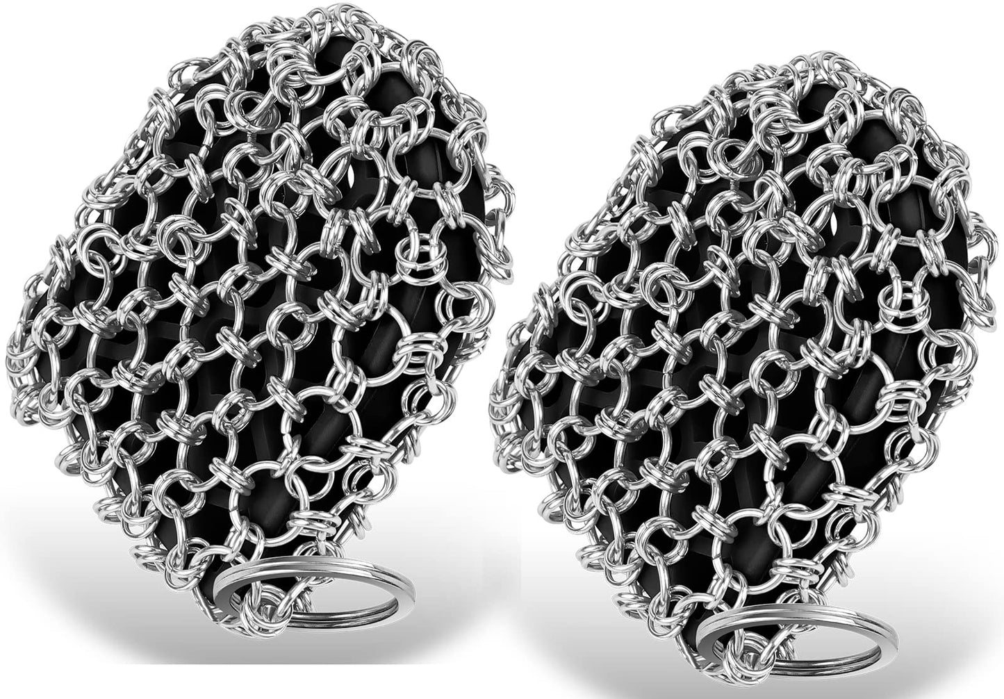 Herda Cast Iron Scrubber Tool Kit,2Pack Cast Iron Skillet Cleaner Cleaning Care Kit 316 Chain Mail Scrubber, Steel Skillet Brush Plastic Pan Scraper Set for Grill Griddle Pot Dish Food