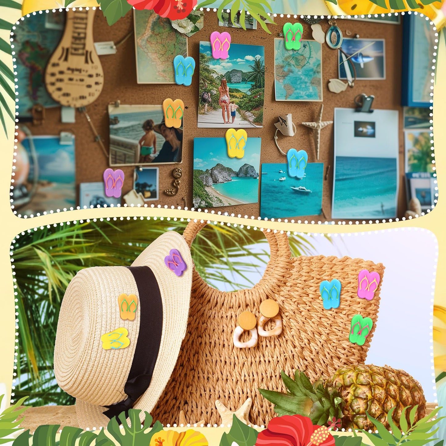 Briwooody 60 Pcs Resin Flip Flop Hawaii Decor Flat Back Cabochons Miniature Charms Mini Hawaii for Jewelry Making Scrapbooking Embellishments Cellphone Case Crafts
