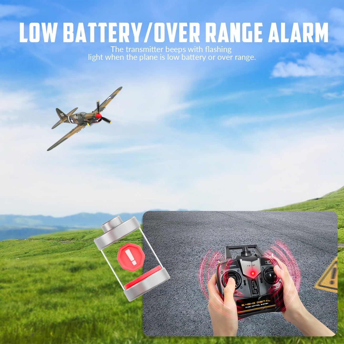 volantexrc RC Plane, 4 Channel Remote Control Airplane Fighter P40 with Aileron, 6-Axis Gyro, Aerobatics for Adults