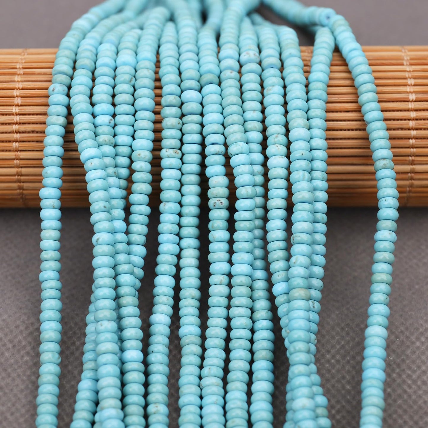 BONNY BOXX 1 Strand (150PCs) Natural 2 * 4mm Blue Turquoise Rondelle Beads, Natural Abacus Disk Stone Beads Loose Spacer Gemstone for DIY Bracelet Necklace Jewelry Making