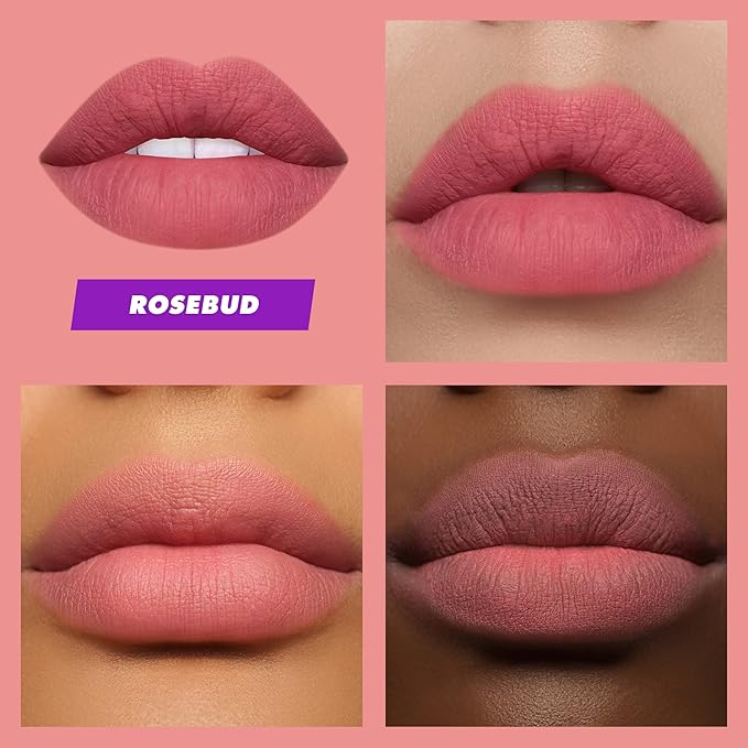 Lime Crime Plushies Soft Matte Lipstick, Rosebud (Sheer Nude-Pink) - Blackberry Candy Scent - Plush, Long Lasting & High Comfort for All-Day Wear - Talc-Free & Paraben-Free