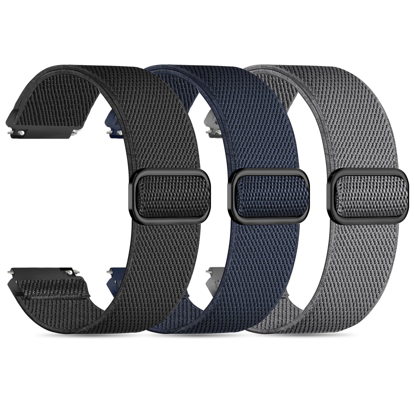 Tovimall 3 Pack ID208 Plus Smart Watch Bands for Fitpolo/Quican/Aeac/Tensky ID208 Plus Smartwatch, 22mm Elastic Nylon Replacement Wristband Adjustable Straps for man woman