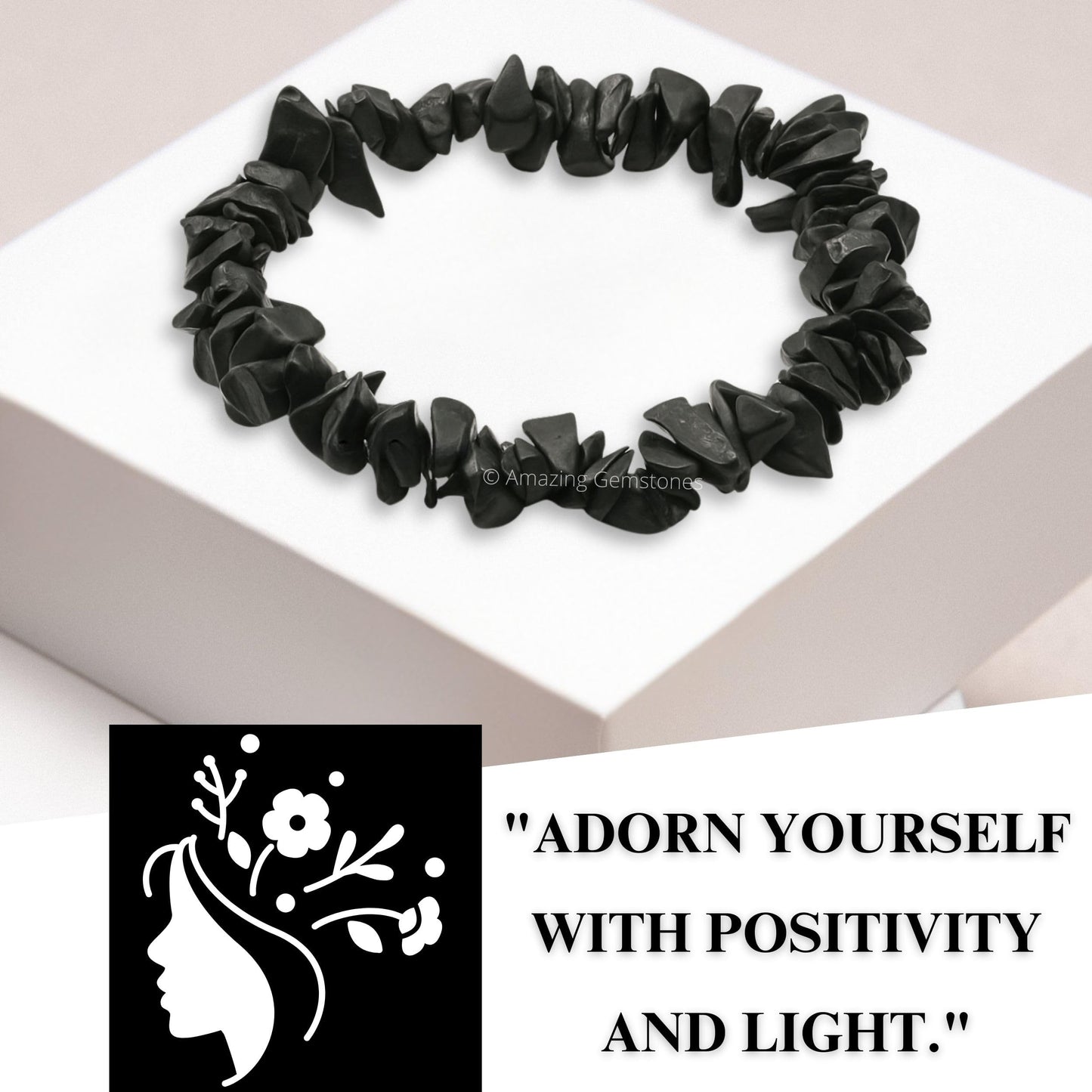 Amazing Gemstone Chips Bracelet (Shungite)