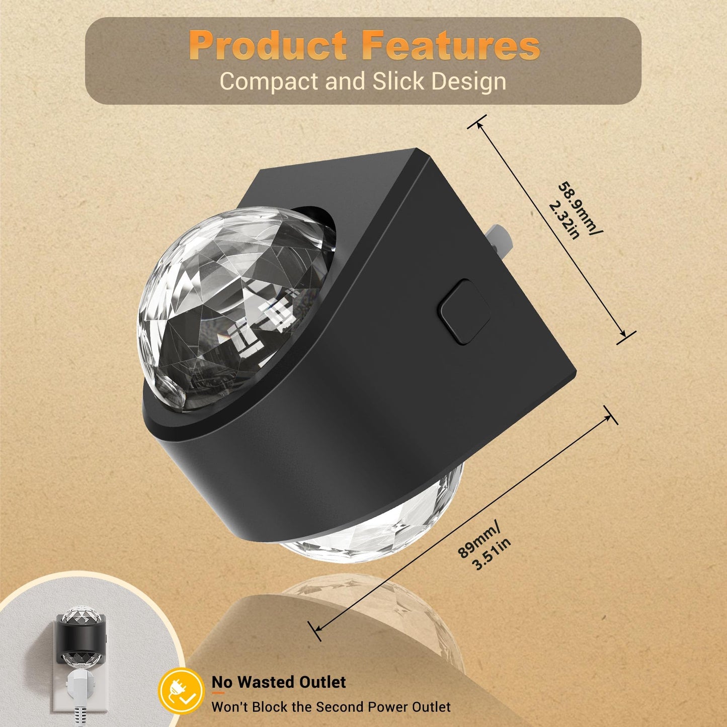 JandCase Night Lights Plug into Wall, Star Projector Night Light with 3000K Soft White, Automatic Galaxy Nightlight Plug in with Light Sensor for Bathroom Hallway Room Decor