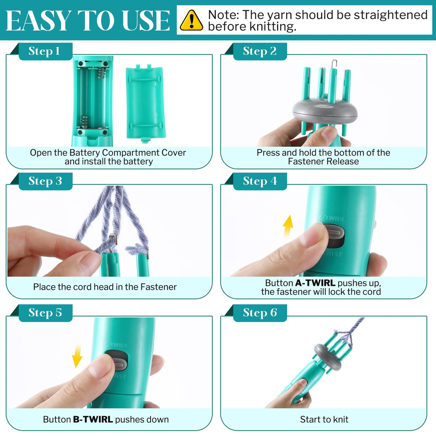 Enhon Cord Maker Portable Fringe Twister, Handheld Cord Maker for Craft Yarn Making Twister for Beginners (Patent Pending) (Green)