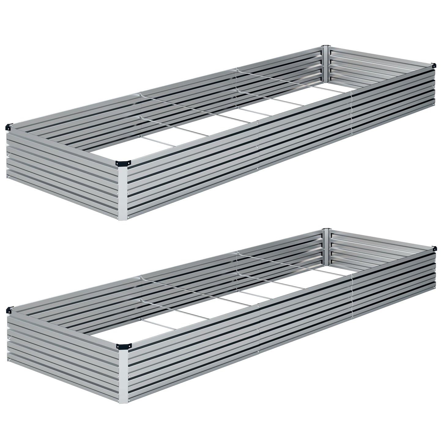 ZUNUDA 10×3×1FT(2PCS) Galvanized Raised Garden Bed Kit Metal Planter Boxes,Large Outdoor Planters Garden for Planting Vegetables,Flowers,Herbs -Silver
