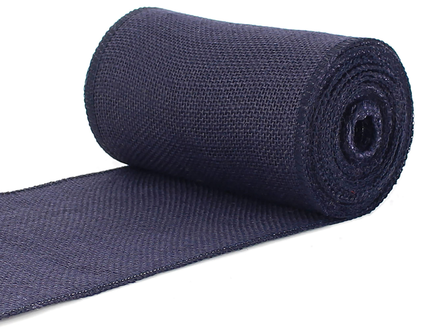 CleverDelights 6" Navy Burlap Ribbon - Wired Edges - 10 Yards - Jute Burlap Fabric
