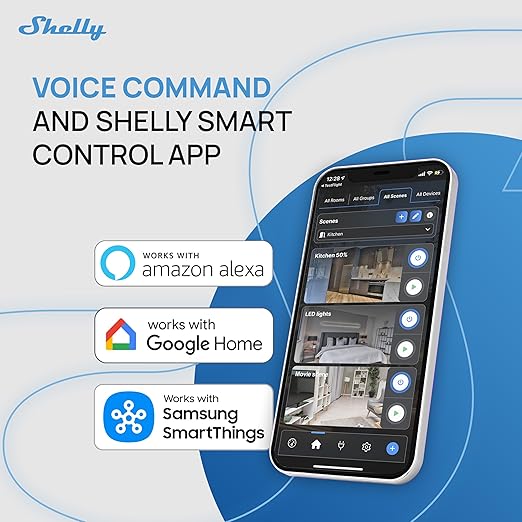Shelly 1PM Mini Gen4 | Wi-Fi, Zigbee, Matter Smart Relay Switch with Power Metering, 1-Channel 8A | Home Automation | Alexa, SmartThings, Google, Apple HomeKit Compatible | iOS Android App (2 Pack)