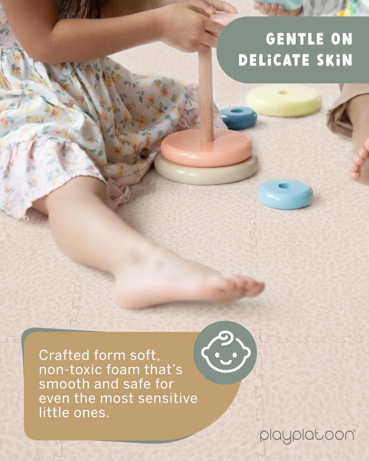 Play Platoon Non-Toxic Large Baby Play Mat for Floor, 16 Tile 96 x 96 inch - Extra-Thick Interlocking Foam Floor Tiles 24 x 24 in Puzzle Mat Pieces with Border, Playmat Rug for Kids - Savanna Print