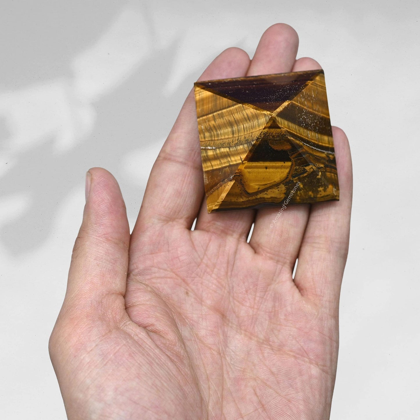 Amazing Gemstone Tiger Eye Pyramid Crystal Healing Stones - 2" Great Pyramid Figurine of Natural Stone Pyramid for Meditation, Reiki, Chakra Balancing and Crystal Pyramids Grid