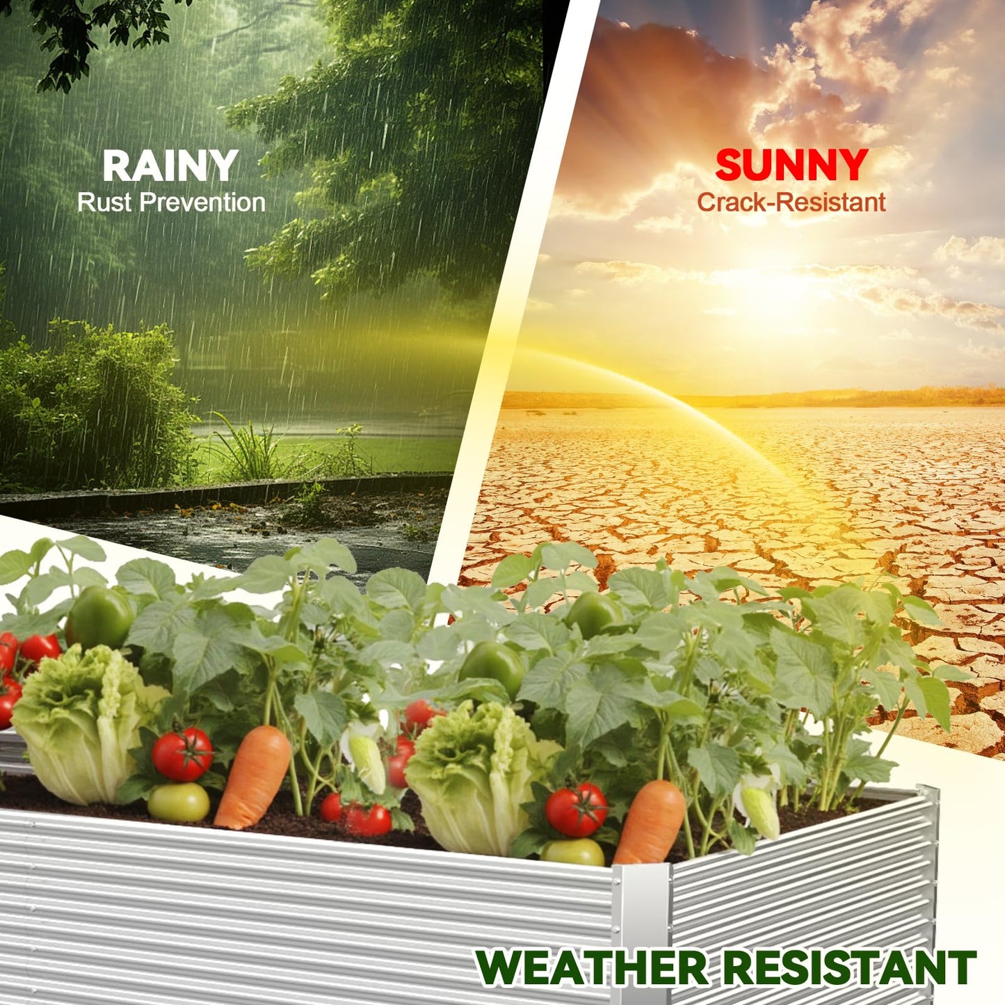 OZMSHF 2 Pack Tall 6x3FT Raised Beds for Gardening, Corrugated Galvanized Steel Raised Garden Bed, Outdoor Metal Above Ground Garden Bed for Vegetables and Flowers(Rectangular)-6x3x1.5FT