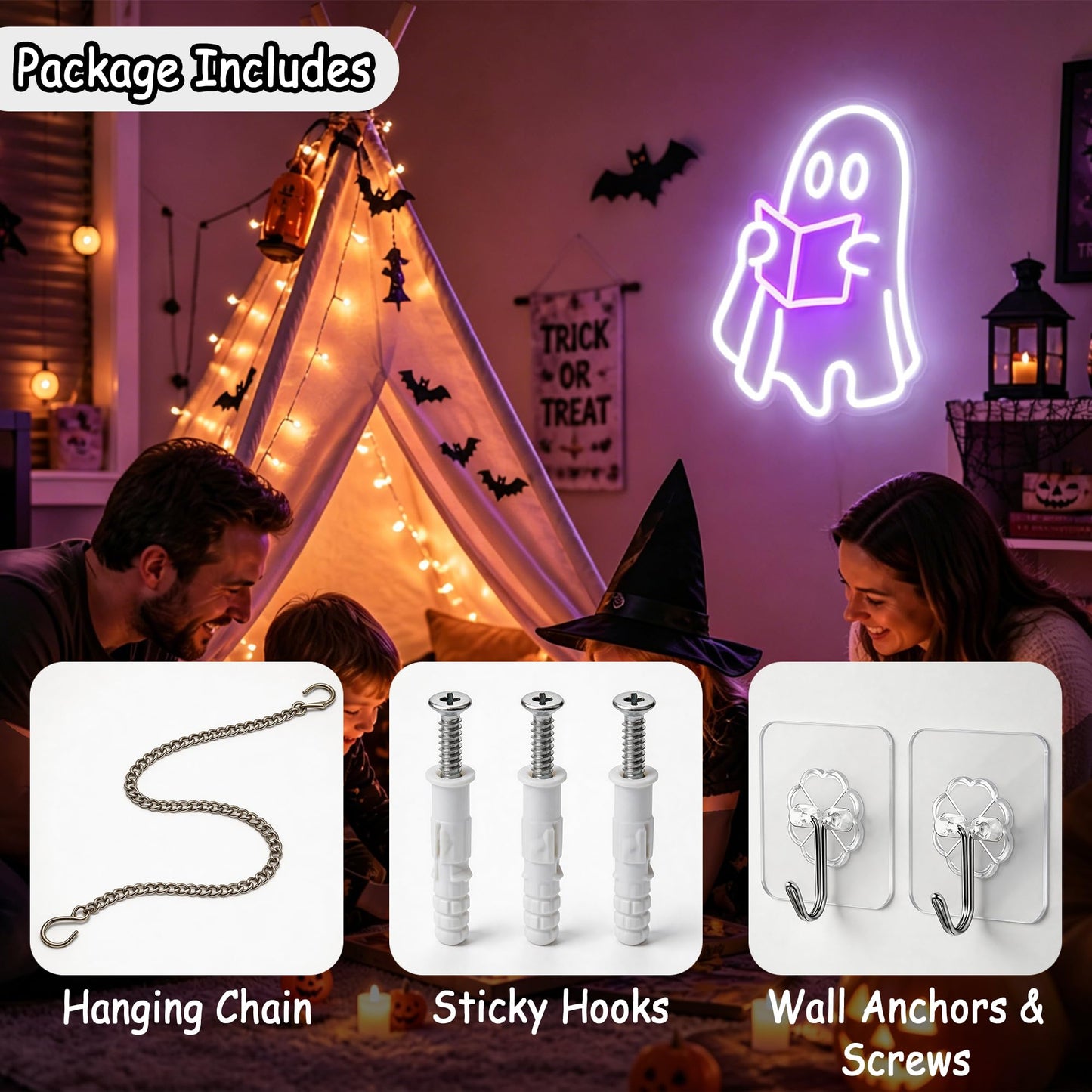 Ghost Read Book Neon Sign Led Neon Lights Signs for Wall Decor USB Powered Led for Room Decoration Home Bar Game Room Party Decor