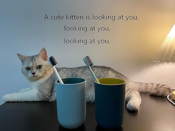 Unbreakable Reusable Drinking Cups Set of 2 Colors, Plastic Toothbrush Cup Tumblers 300 ml/10.5 oz, Dishwasher Safe (Light blue & Navy blue)