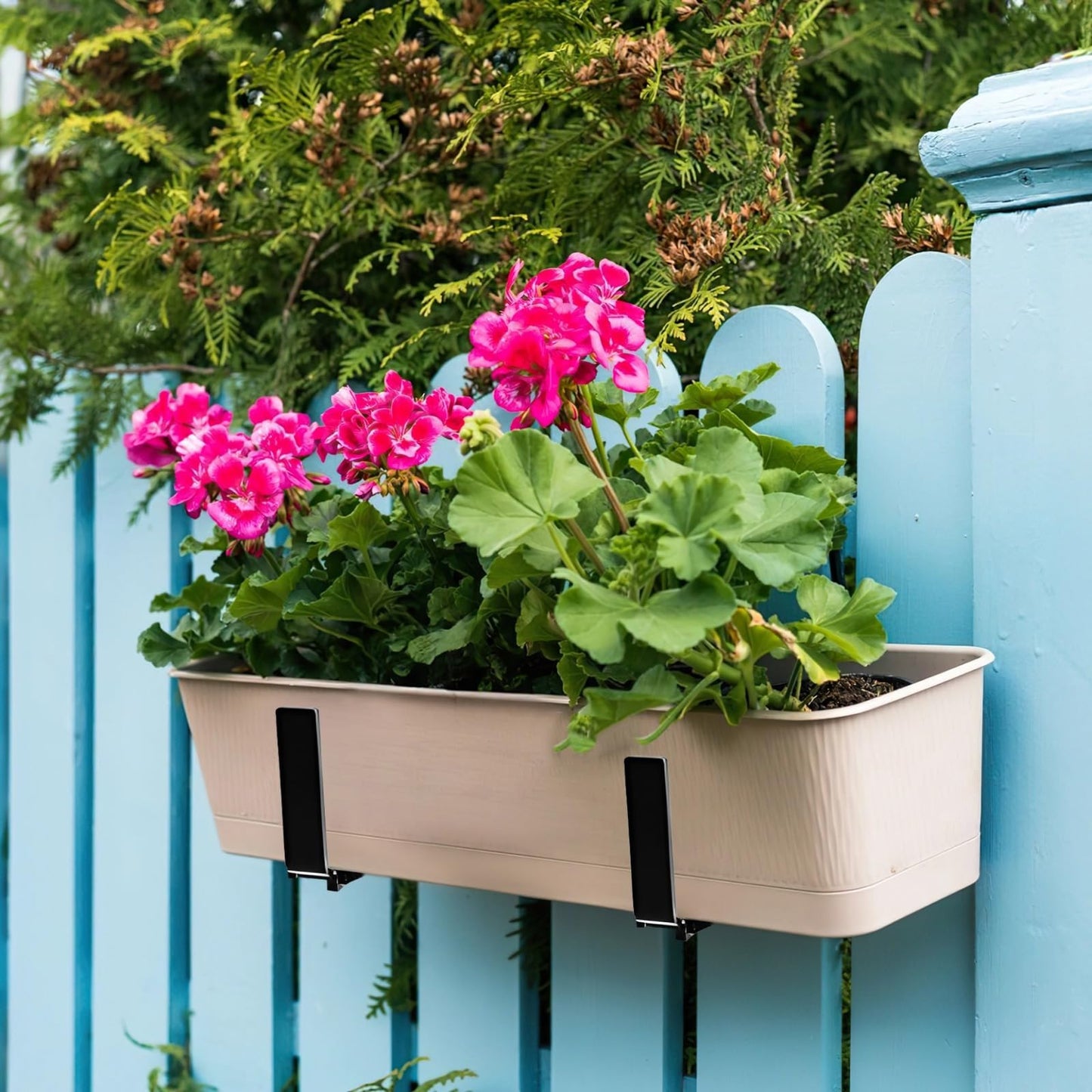 For 5.9-12.6 In Plant Pots, 4 Pcs Flower Box Holder Adjustable Planter Box Brackets, Sturdy Iron With Rustproof Black Coating, Fits 2-7 In Wide Railings, Easy Installation