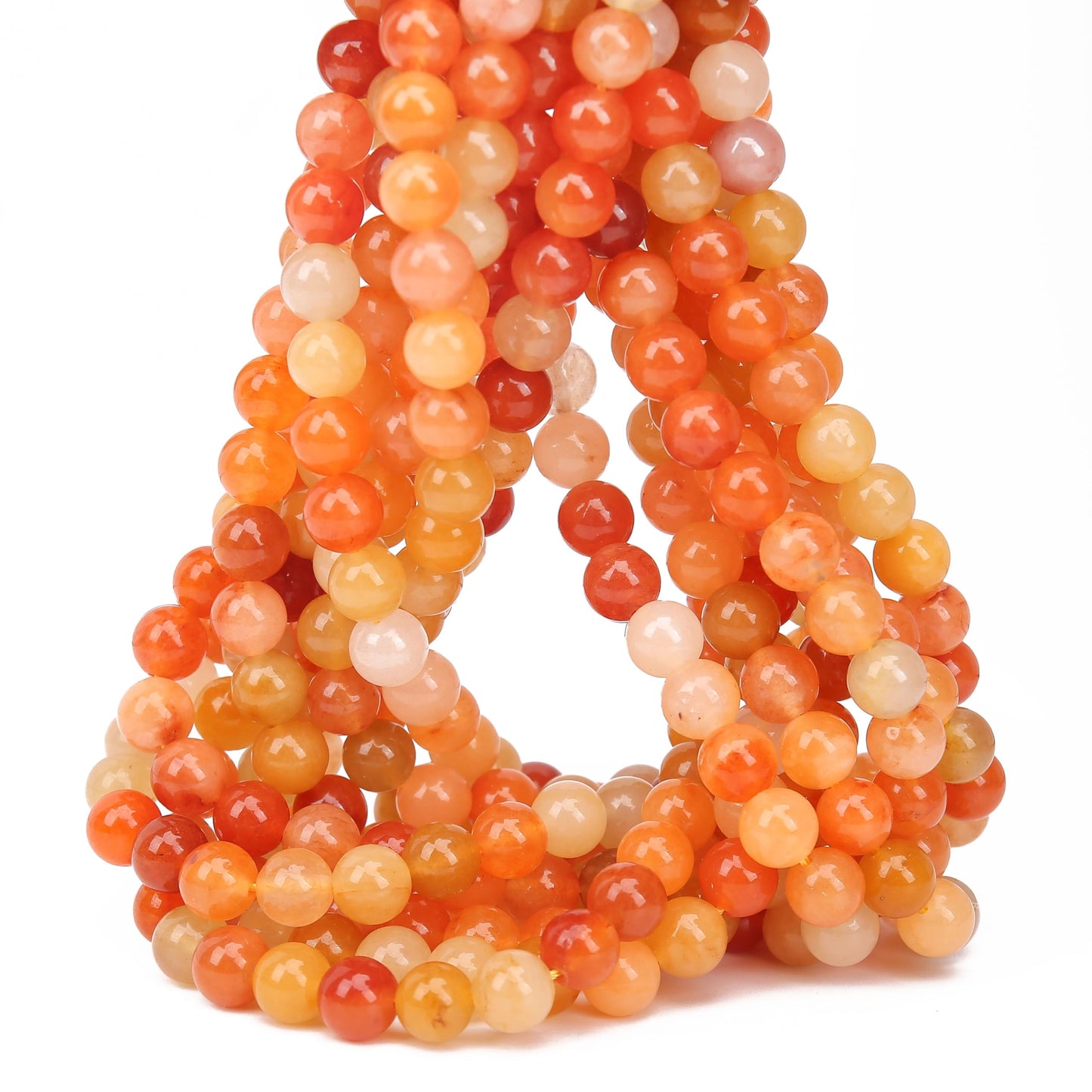 70PCS Natural 8MM Healing Gemstone, Golden Silk Jade Energy Stone Round Loose Beads, Semi-Precious Crystal Beads with Free Elastic String for Jewelry Making DIY
