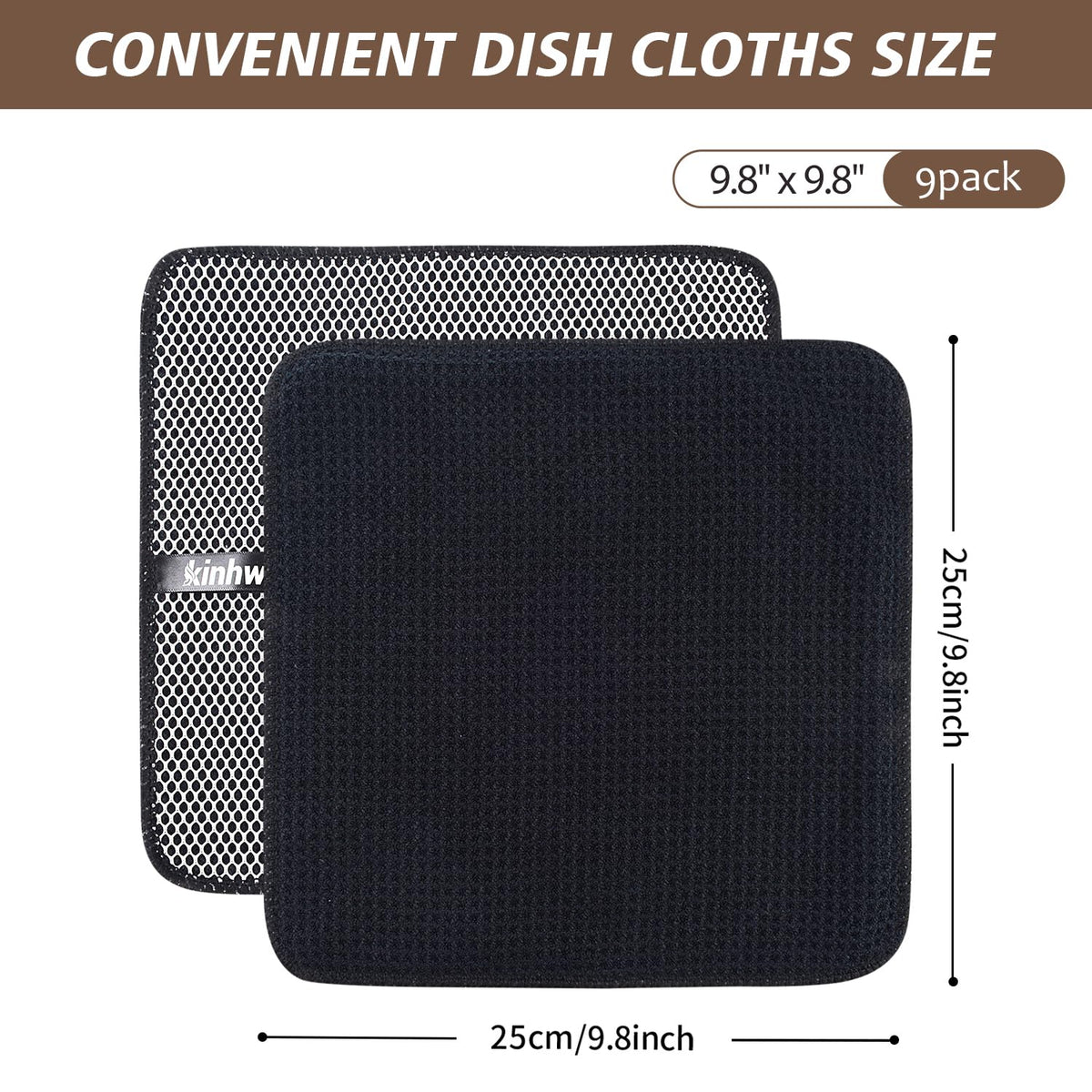 Dish Cloths for Washing Dishes with Scrub Side (9 Count)