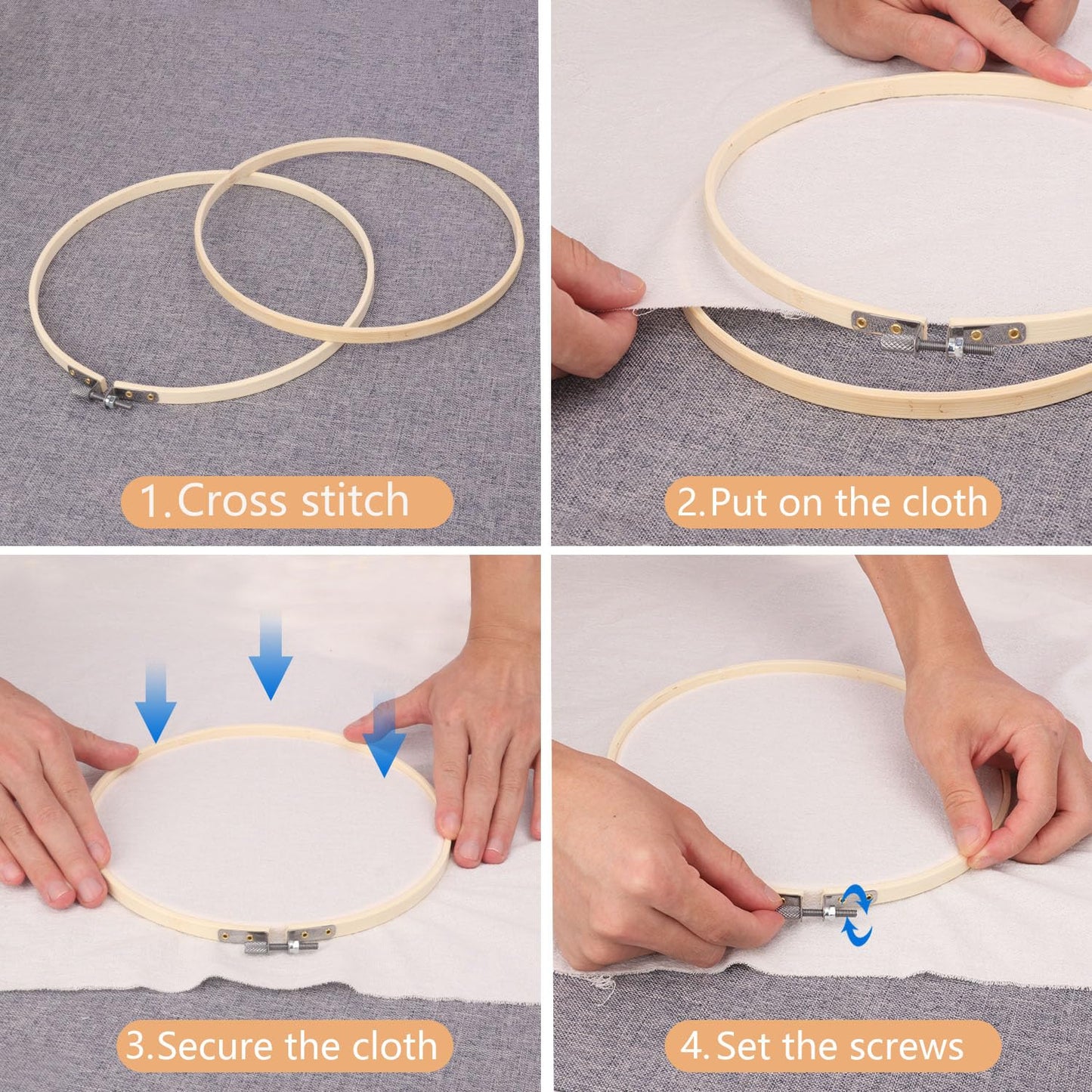 kukmakri 17 PCS 8 inch Embroidery Hoop, High-Quality Bamboo Circle Cross Stitch Hoop, Versatile, Eco-Friendly, and Durable for Art, Craft, and Needlework