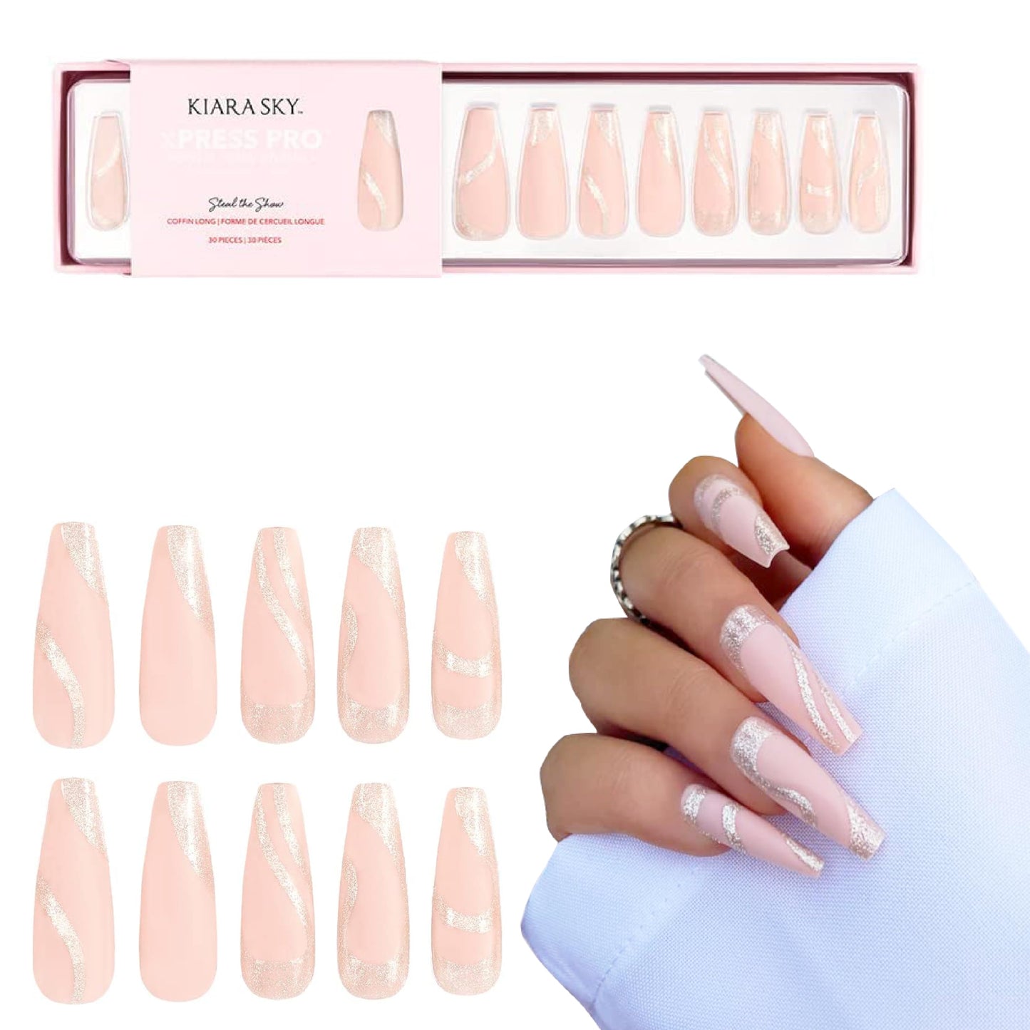 KIARA SKY PROFESSIONAL NAILS XPRESS PRO 100% ACRYLIC PRESS ON NAILS (Steal The Show)