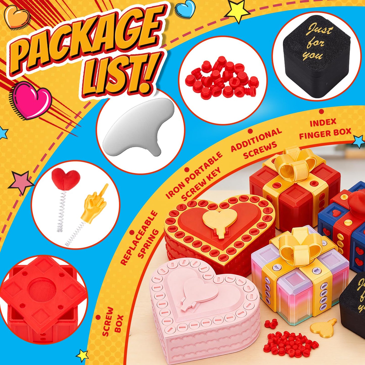 Aodomis 3.74 Inch Gotcha Box Prank with Surprise Finger, Annoying Gift Box with Finger,3D Printed Prank Gift Box with Screws & Pop Up Finger, La Puta Caja Broma Birthday Gifts for Friends Her/Him