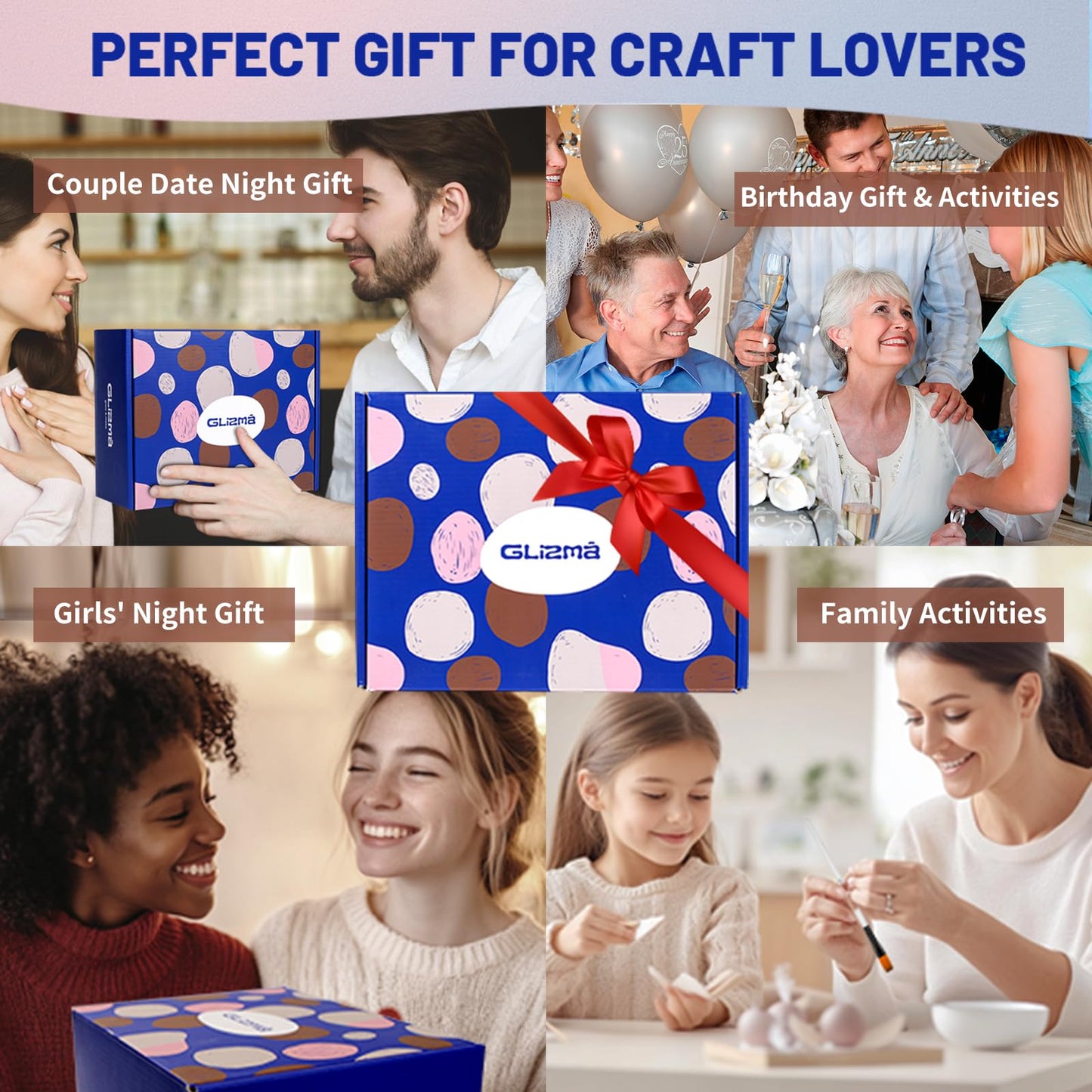 Glizma Complete Gypsum Casting Powder Kit 2 Sets 6 Leaf Trays, Home Decor DIY Beginners Crafts Kits Adults Women, Water Activated, Fast Curing, Date Night Painting Kit(Acrylic Paint Inclueded)