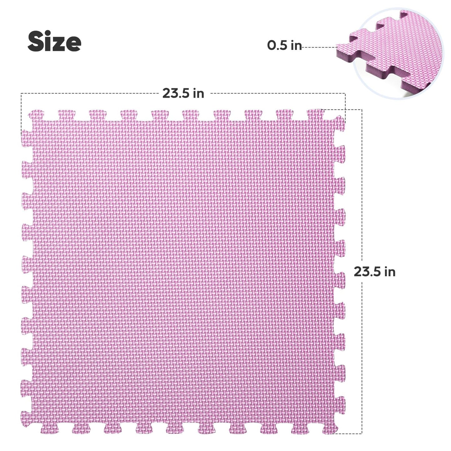 Home Gym Mat, Puzzle Exercise Mat, EVA Interlocking Foam Floor Tiles for Home Workout Equipment and Kids' Play Areas - Blue, 24 in x 24 in x ½ in - (Pink, 16 Pack(64 SQ FT))