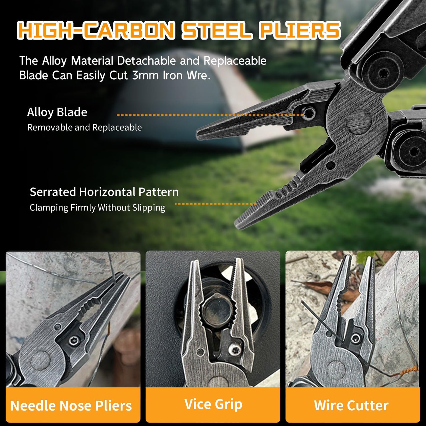 34-in-1 Multitool Pliers with Scissors,Bottle Opener, Allen Wrench,Rope Cutters,File, Saw, Screwdrivers,Stainless Steel Multi Tool with Carrying Pouch Ideal for Camping Survival & Gift for Dad Him Men