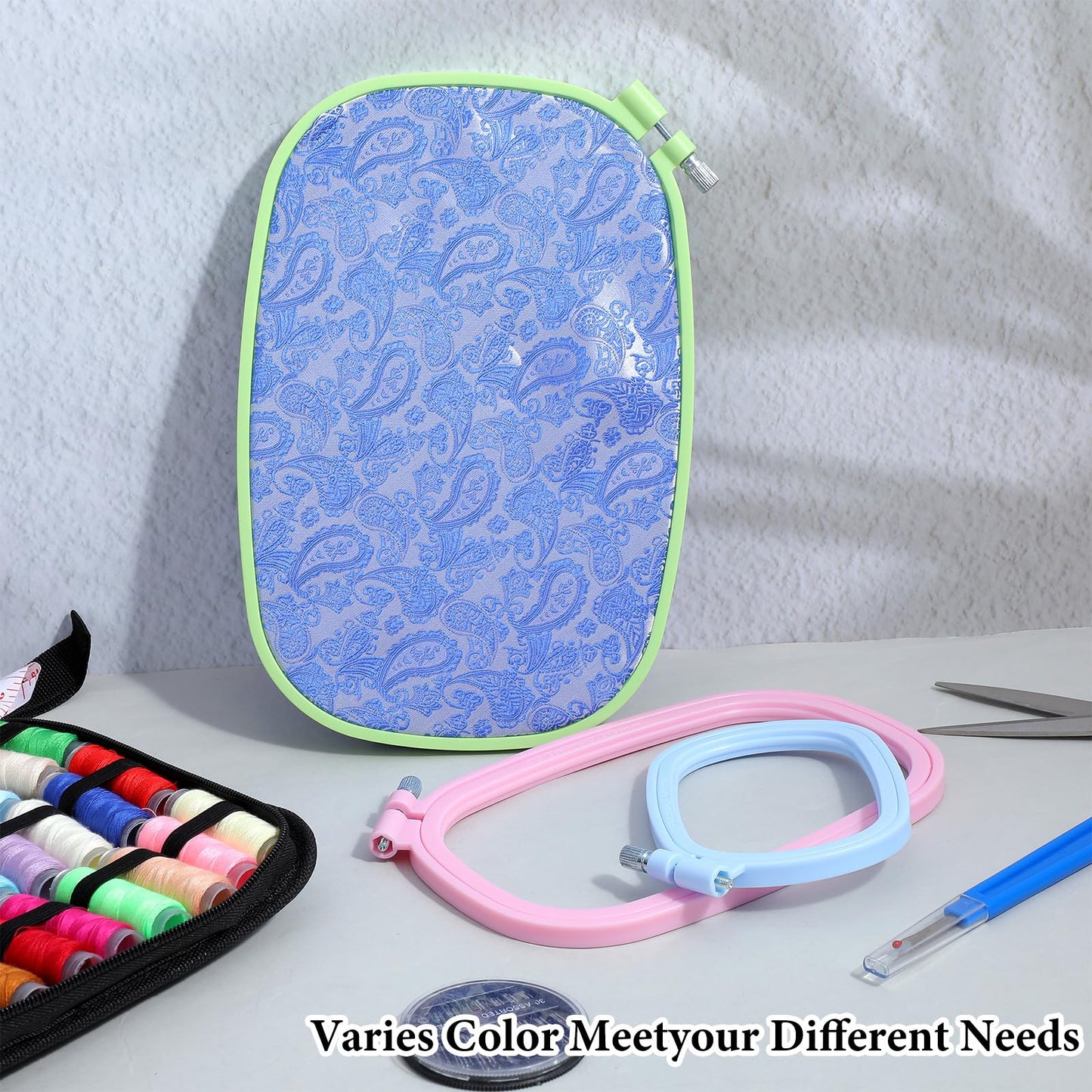 3 Pcs 3 Size Square Embroidery Hoops, Cross Stitch Hoop, ABS Plastic Hoops, Rectangular Cross Stitch Embroidery Frame DIY Sewing Tool for Quilting Silk-Painting, 3.5 × 5, 5 × 7.8, 7 x 10 in (3 Color)