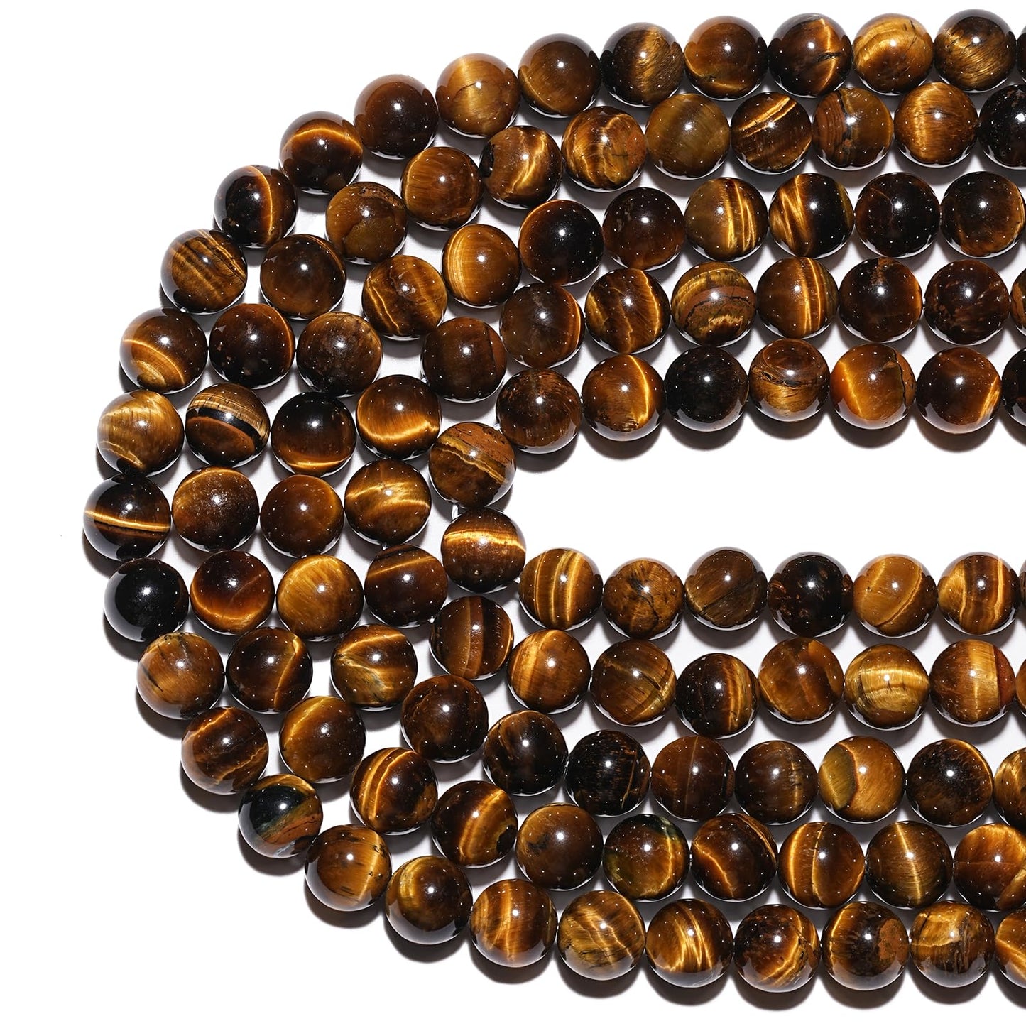 10mm Natural Yellow Tiger Eye Gemstone Beads Polished Round Smooth Stone Beads for Bracelets Jewelry Making 15inch Loose Beads