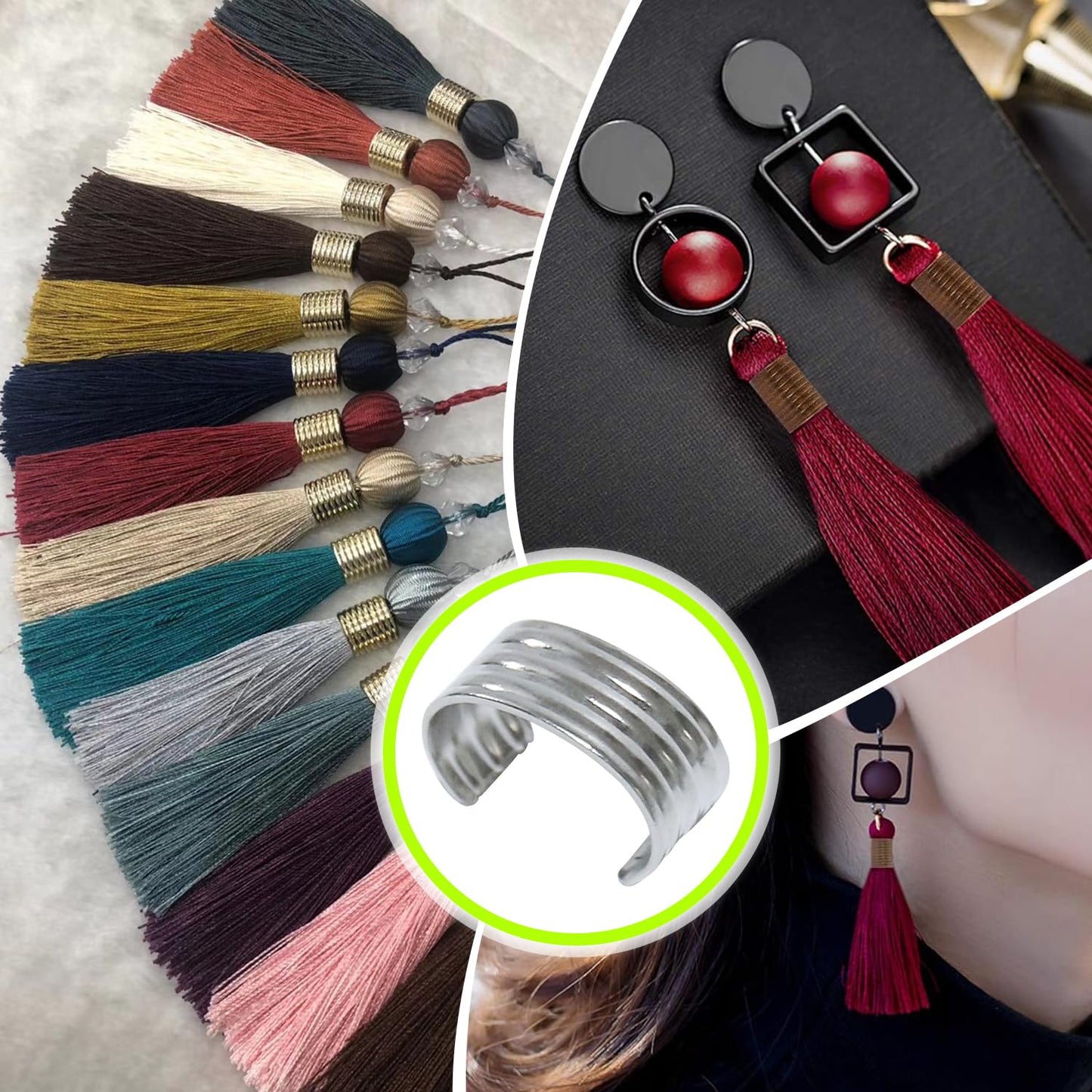 Qimoo Leather Rope Clip, 100pcs Silver Cylindrical Crimping Cord Crimps 9x13mm String Leather Cord Fastener for Leather Tassel Bracelet Necklace Jewelry Making
